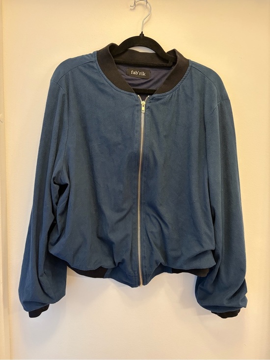 fab'rik Jackets & Blazers - Fab'rik Slate Blue Bomber Jacket Womens L Zip Front Lightweight Casual